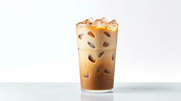 Photo of a Iced Chai Latte drink isolated on white background. Generative AI