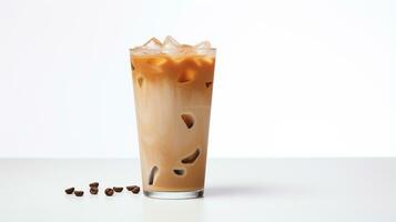 Photo of a Iced Chai Latte drink isolated on white background. Generative AI