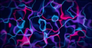 Abstract colorful wavy background in vibrant neon blue and purple colors. Modern colorful wallpaper with wave pattern in cyber colors. 3d rendering. Seamless loop video