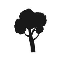 Black silhouette of tree. Vector illustration of forest icon and symbol isolated on white background