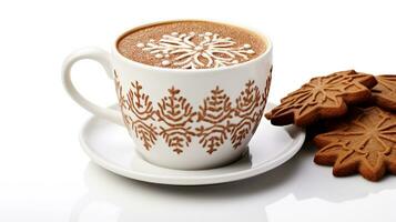 Photo of a Gingerbread Hot Chocolate drink isolated on white background. Generative AI