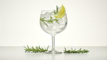 Photo of a Gin and Tonic drink isolated on white background. Generative AI