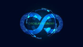 resumen esg circulo circular economía con circuito tablero concepto sostenible corporativo desarrollo ambiente, social, y gobernancia en un moderno azul antecedentes. vector