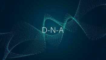 Abstract DNA digital flowing concept background DNA molecule helix medical genetic engineering On a modern green background vector