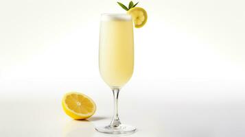 Photo of a French 75 drink isolated on white background. Generative AI