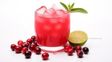 Photo of a Cranberry Punch drink isolated on white background. Generative AI