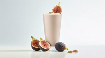 Photo of a Fig and Honey Smoothie drink isolated on white background. Generative AI