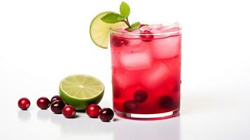 Photo of a Cranberry Punch drink isolated on white background. Generative AI