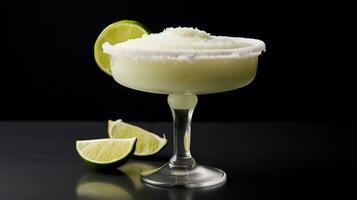 Photo of a Frozen Margarita drink isolated on black background. Generative AI