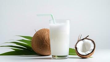 Photo of a Coconut Water drink isolated on white background. Generative AI