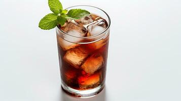 Photo of a Coca-Cola drink isolated on flat white background. Generative AI