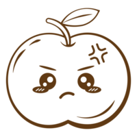 Angry Face Apple Set Face Vegetable Line Style png