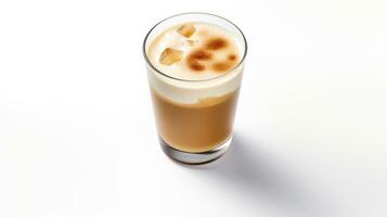 foto de un castaña almendra garapiñada latté bebida aislado en blanco antecedentes. generativo ai