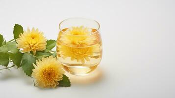 Photo of a Chrysanthemum Tea drink isolated on white background. Generative AI