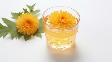 Photo of a Chrysanthemum Tea drink isolated on white background. Generative AI