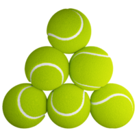 Six tennis ball realistic clipart icon isolated on transparent background, 3D render sport and exercise concept png