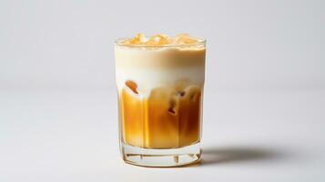 Photo of a Butterscotch Steamer drink isolated on white background. Generative AI