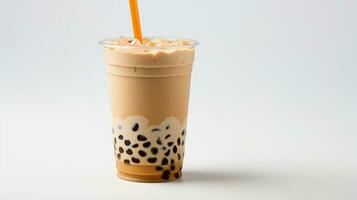 Photo of a Bubble Tea drink isolated on white background. Generative AI