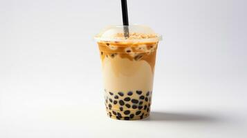 Photo of a Bubble Tea drink isolated on white background. Generative AI