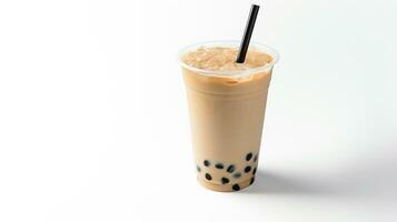 Photo of a Bubble Tea drink isolated on white background. Generative AI