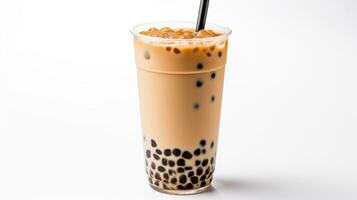 Photo of a Bubble Tea drink isolated on white background. Generative AI