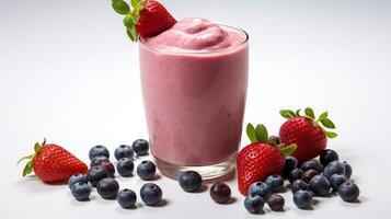 Photo of a Berry Smoothie isolated on white background. Generative AI