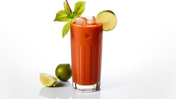 Photo of a Bloody Mary drink isolated on white background. Generative AI
