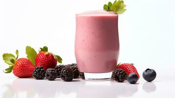 Photo of a Berry Smoothie isolated on white background. Generative AI