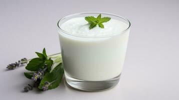 Photo of a Ayran drink isolated on white background. Generative AI