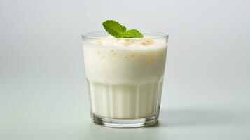 Photo of a Ayran drink isolated on white background. Generative AI