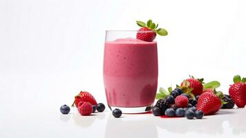 Photo of a Berry Smoothie isolated on white background. Generative AI