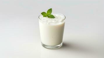 Photo of a Ayran drink isolated on white background. Generative AI