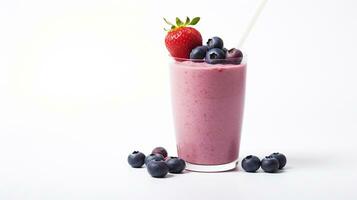 Photo of a Berry Smoothie isolated on white background. Generative AI