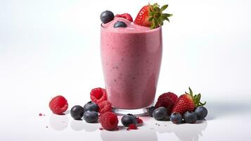 Photo of a Berry Smoothie isolated on white background. Generative AI