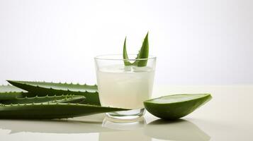 Photo of a Aloe Vera drink isolated on white background. Generative AI