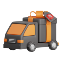 3d rendering gift delivery truck isolated useful for sale, discount, advertising, promo and marketing png