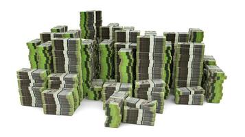 Big stack of Botswanan Pula notes. A lot of money isolated on white background. 3d rendering of bundles of cash photo
