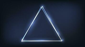 Neon double triangular frame with shining effects vector