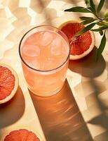 Photo of some Grapefruit Spritzer drink elegantly plated on a table. Generative AI