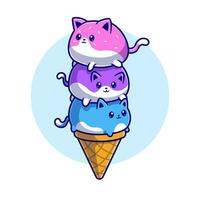 Cute Cat Ice Cream Cartoon Vector Icon Illustration. Animal  Food Icon Concept Isolated Premium Vector. Flat Cartoon  Style