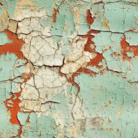Cracked painted wall seamless texture. Old stucco photo