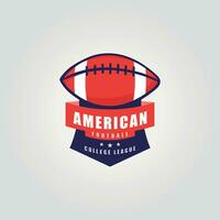 rugby ball emblem logo design, American football vector illustration, college rugby football league