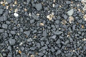 Black coal stones and pebbles from a coal store, Texture background for design, Coal stone texture background photo