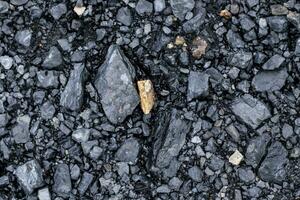 Black coal stones and pebbles from a coal store, Texture background for design, Coal stone texture background photo