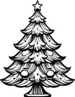 Christmas Tree Coloring Book Illustration vector