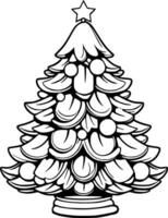 Christmas Tree Coloring Book Illustration vector