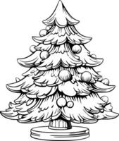 Christmas Tree Coloring Book Illustration vector