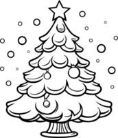 Christmas Tree Coloring Book Illustration vector