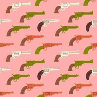 Vector seamless pattern with cowboy western guns. Wild west concept. Background with different cowboy guns.