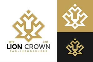 Lion Crown Elegant Logo design vector symbol icon illustration